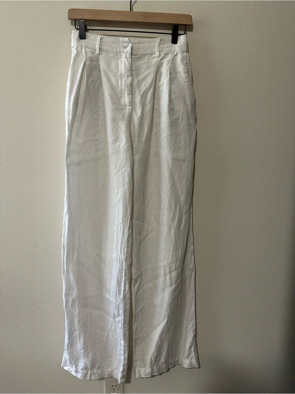 DONNI. The Linen Pleated Trouser powder white 100% size small summer beach - Picture 10 of 11